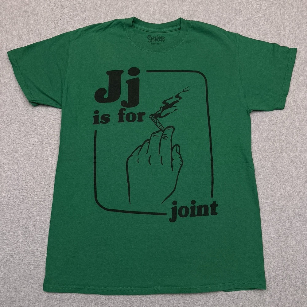 Spencer's T-Shirt Adult Medium Green‎ J is for Joint Weed Cannabis Marijuana